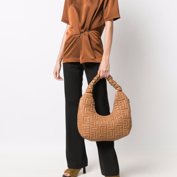 Balmain Pillow Monogram Quilted Nylon Hobo Bag NWT - Picture 2 of 14